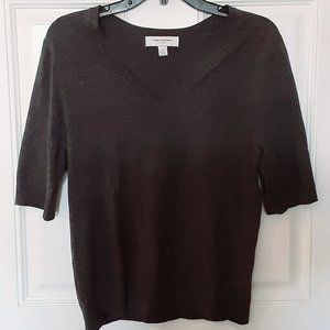 ISAAC MIZRAHI Charcoal Gray V-Neck Elbow Sleeve Sweater Large